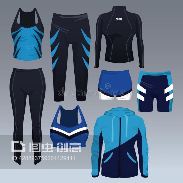 一套运动服装系列Set of sport wear collection